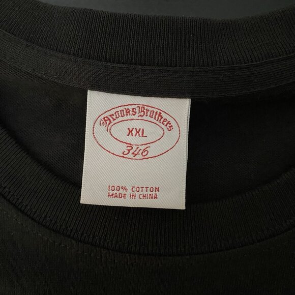 Brooks Brothers T Shirt Men XXL 2XL Black Short Sleeve Crew Neck Pocket Logo Tee - Picture 6 of 11